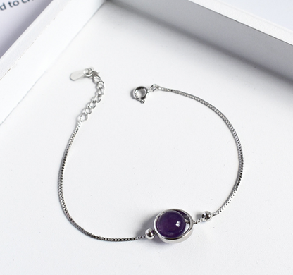 S925 sterling silver bracelet transfer fortune topaz powder amethyst moonstone strawberry crystal student bracelet jewelry