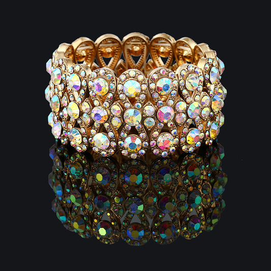 Jewelry Fashion Classic Luxury Full Diamond Crystal Elastic Handmade 8 Character Bracelet