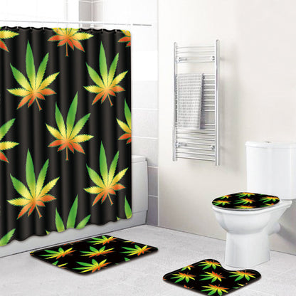 S 3D Printing Maple Leaf Bathroom Mats 180*180cm Shower Curtain 4pcs Bath Mat Sets Home Decoration