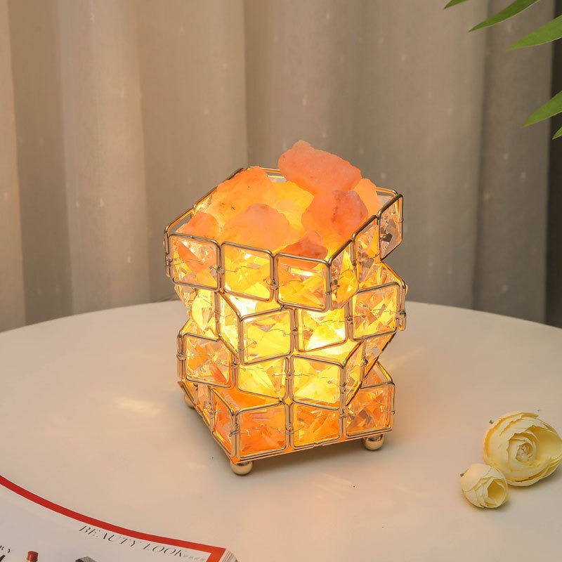 USB Crystal Table Lamp Three Color Dimming Magic Cube Stone Romantic Atmosphere Lights Bedroom Bedside Night Light For Home Room