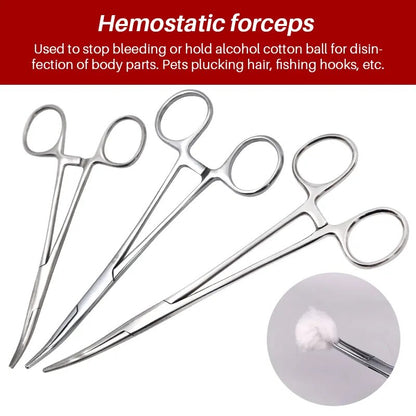 1pc Stainless Steel Hemostatic Clamp Forceps Surgical Forceps Surgical Tool Needle Holder Pliers Straight/Elbow Head