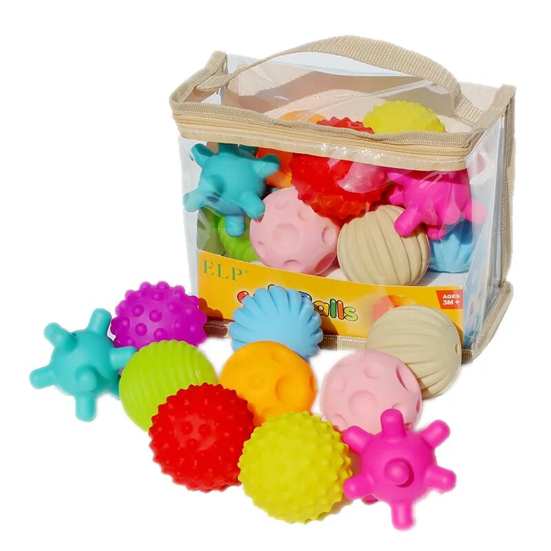 Textured Hands Touch Toy Balls For Children Rubber Toys Newborn Baby Teether Toy Sets Of Balls Sensory Toys Squeaks Bath Toys