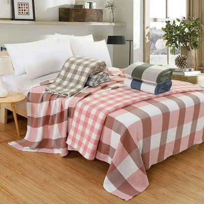 HOLAROOM Cotton Gauze Towel Muslin Blanket Throw Plaid Print Blankets Adults on The/Bed/Sofa/Plane/Travel Bedspread Coverings