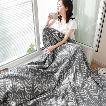 HOLAROOM Cotton Gauze Towel Muslin Blanket Throw Plaid Print Blankets Adults on The/Bed/Sofa/Plane/Travel Bedspread Coverings