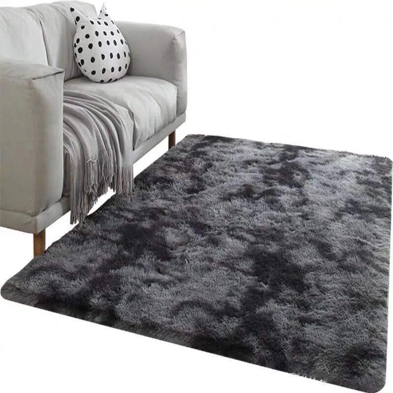 Grey Carpet Tie Dyeing Plush Soft Carpets For Living Room Bedroom Anti-slip Floor Mats Bedroom Water Absorption Carpet Rugs