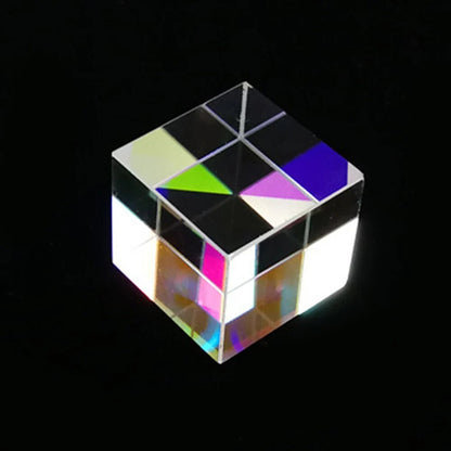 1Pcs Six-Sided X-Cube Bright Light Cube Stained Glass Prism Beam Splitting Prism Optical Experiment Instrument Optical Lens