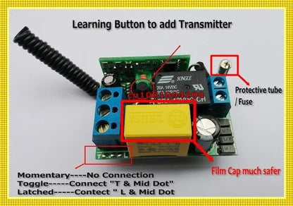 RF Remote Control Switch Input 220V Output 220V Wireless Switch Light Lamp LED Bulb Appliance Lighting Smart Home ASK Learning