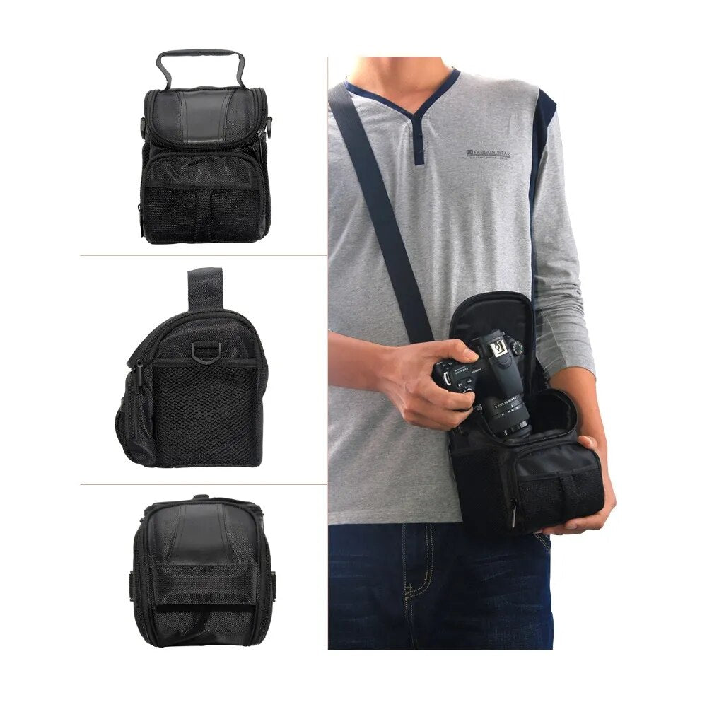 FOSOTO DSLR Camera Bag Waterproof Case Shoulder Bag for Canon EOS 4000D 2000D 750D M2 Nikon P600 D3300 Sony RX10M3 Olympus EM10