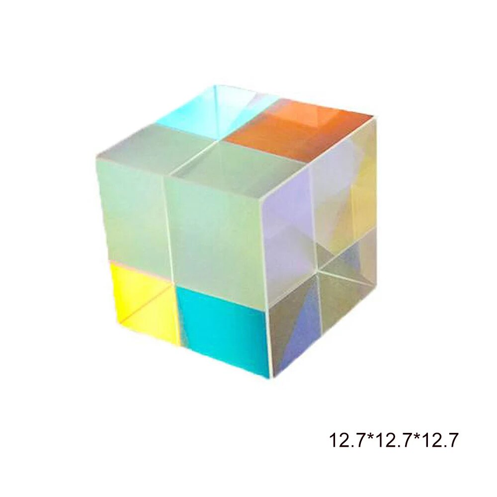 1Pcs Six-Sided X-Cube Bright Light Cube Stained Glass Prism Beam Splitting Prism Optical Experiment Instrument Optical Lens