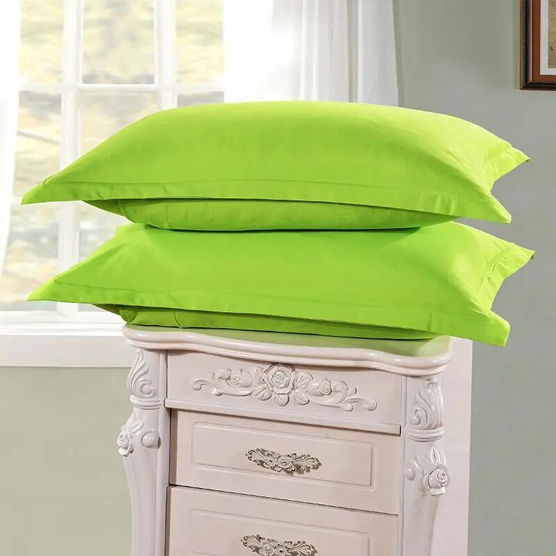 1pc Solid Color Pillow Case Cover 100% Polyester Brief Pillowcase Knitted Textile Home Hotel Use 48cm*74cm