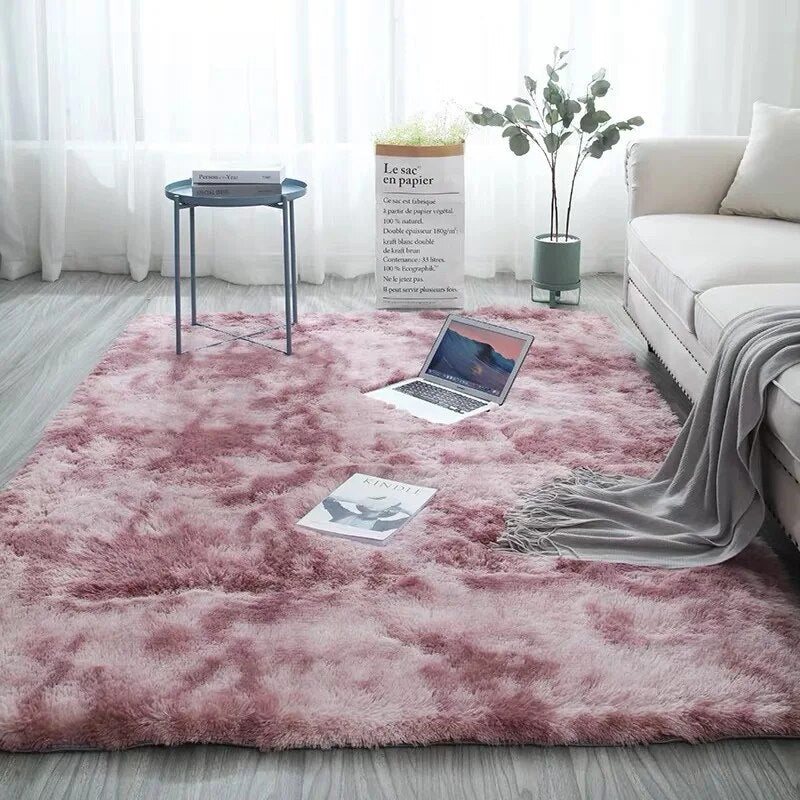 Grey Carpet Tie Dyeing Plush Soft Carpets For Living Room Bedroom Anti-slip Floor Mats Bedroom Water Absorption Carpet Rugs