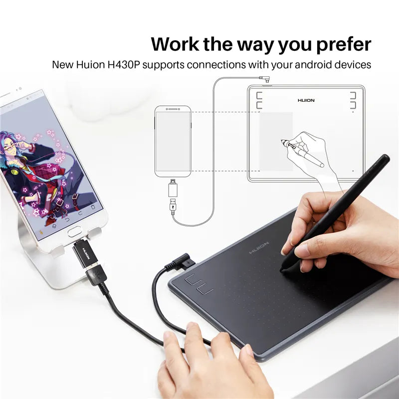 H430P Graphics Drawing Digital Tablets Signature Pen Tablet OSU Game Tablet with Battery-Free Stylus Pen with  Gift