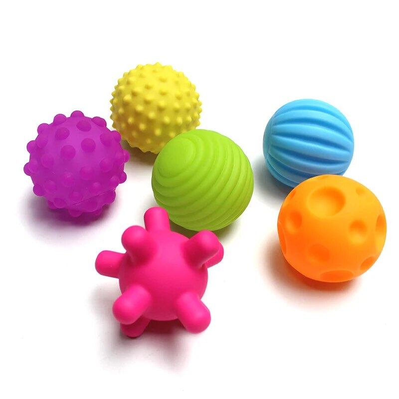 Textured Hands Touch Toy Balls For Children Rubber Toys Newborn Baby Teether Toy Sets Of Balls Sensory Toys Squeaks Bath Toys