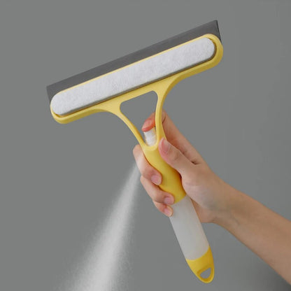 3 In 1 Window Glass Cleaning Brush Spray Glass Cleaner Bathroom Scraper Double-sided Sponge Brush Household Accessories