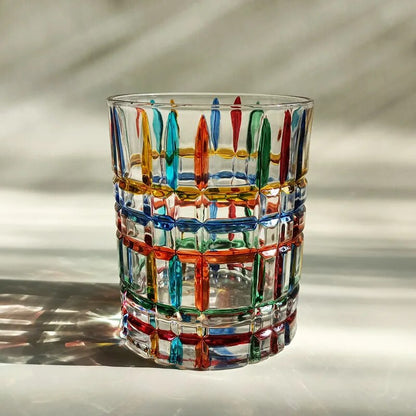 Hand Painted Lines Crystal Whiskey Glass Old-fashioned Scotch Whisky Brandy Cocktail Couples Beer Rum Glassware