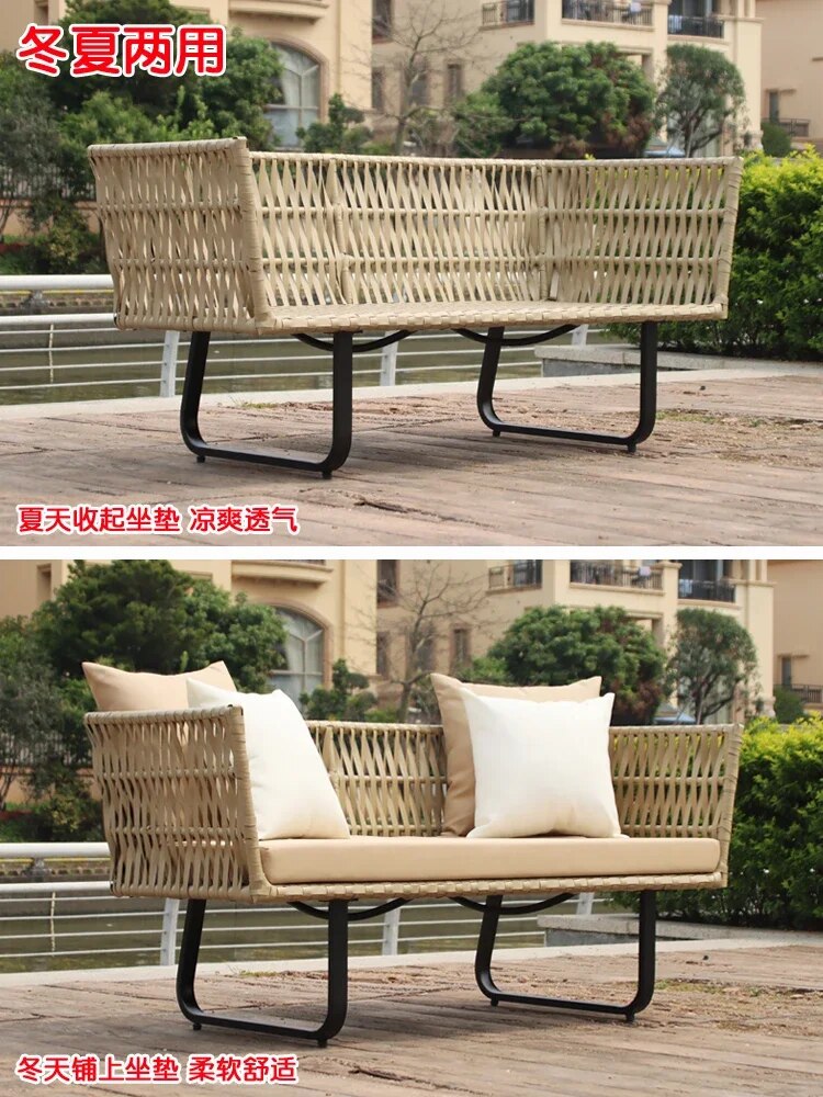 Outdoor Double Hotel Leisure Sunshine Room Courtyard Balcony Waterproof B & B Rattan Couch