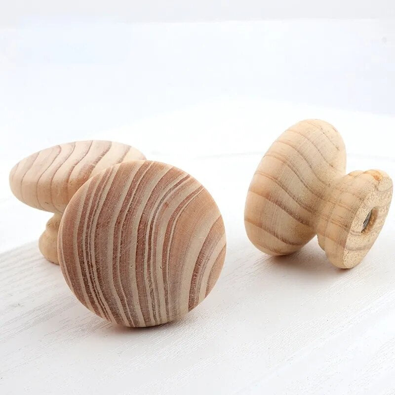 Natural Wooden Cabinet Wardrobe Knobs Handles Door Desk Drawer Pulls Round Wood Kitchen Handle Furniture Hardware 40mm Knobs