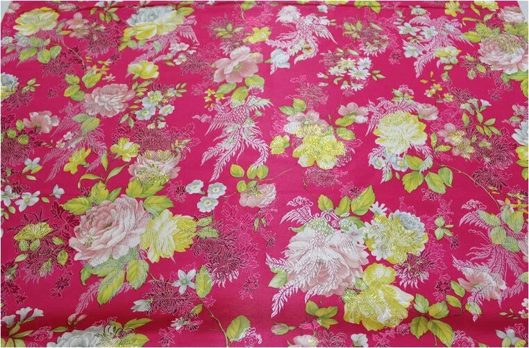 Brocade Fabric By The Meter for Clothing Chinese Cheongsam Hanfu Sewing Children's Jacquard Cloth Printed Flower Silky Drape Diy