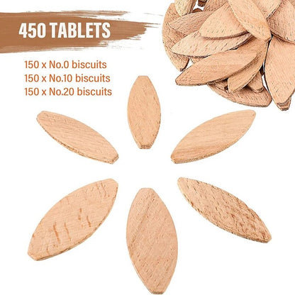 New 450 Pieces Beechwood Joiner Biscuits Number 0, 10, 20 Wood Joining Biscuits Beech Wood Chips For Crafting Woodworking