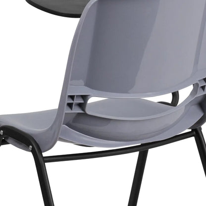 Flash Furniture Gray Ergonomic Shell Chair with Right Handed Flip-Up Tablet Arm