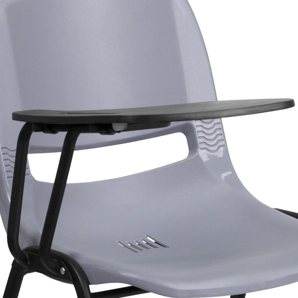 Flash Furniture Gray Ergonomic Shell Chair with Right Handed Flip-Up Tablet Arm