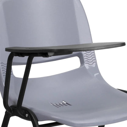 Flash Furniture Gray Ergonomic Shell Chair with Right Handed Flip-Up Tablet Arm