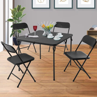 Mainstays 5 Piece Resin Card Table and Four Chairs Set, Black bistro table set  outdoor patio  patio chair