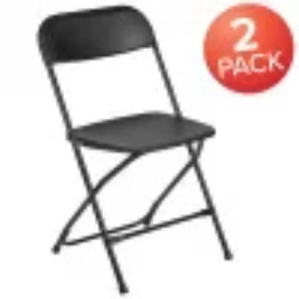 Furniture Plastic Folding Chair - Black - 2 Pack 650LB Weight Capacity Comfortable Event Chair-Conference Chairs