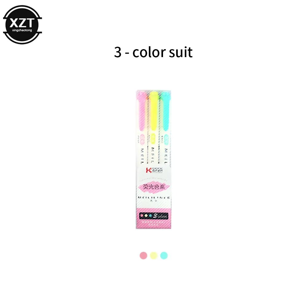 5 Colors/box Double Headed Highlighter Pen Set Fluorescent Markers Highlighters Pens Art Marker Japanese Cute Kawaii Stationery