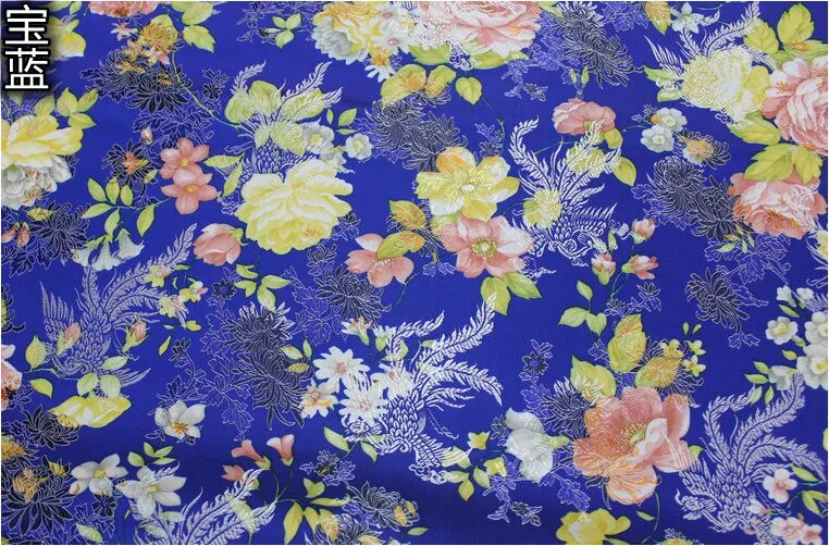 Brocade Fabric By The Meter for Clothing Chinese Cheongsam Hanfu Sewing Children's Jacquard Cloth Printed Flower Silky Drape Diy