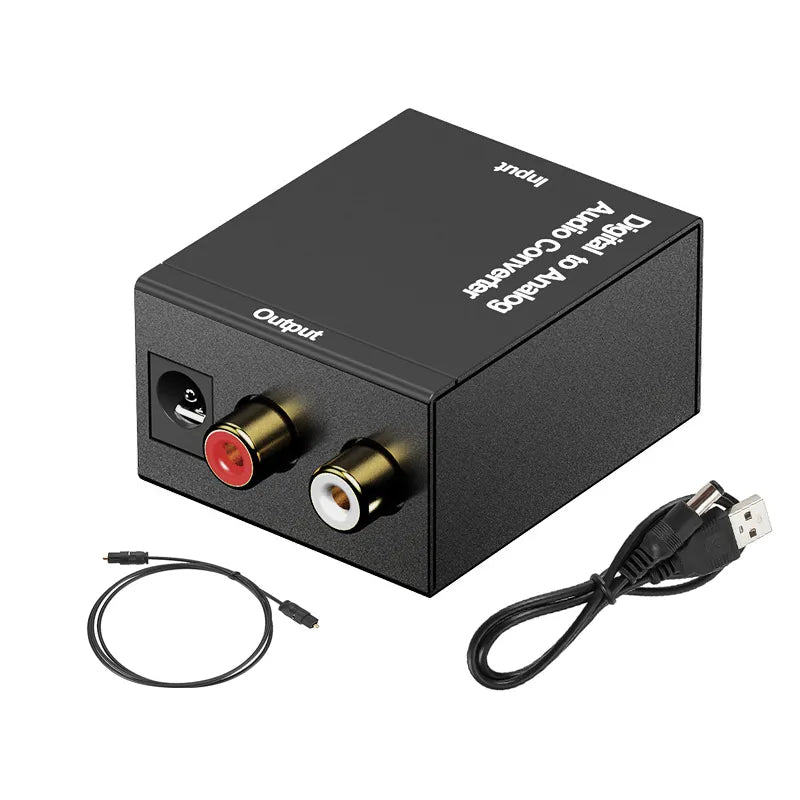 RCA Digital Optical Coaxial Signal to Analog DAC SPDIF Stereo 2*RCA Audio Converter Adapter With Fiber Optical Cable 3.5MM Jack