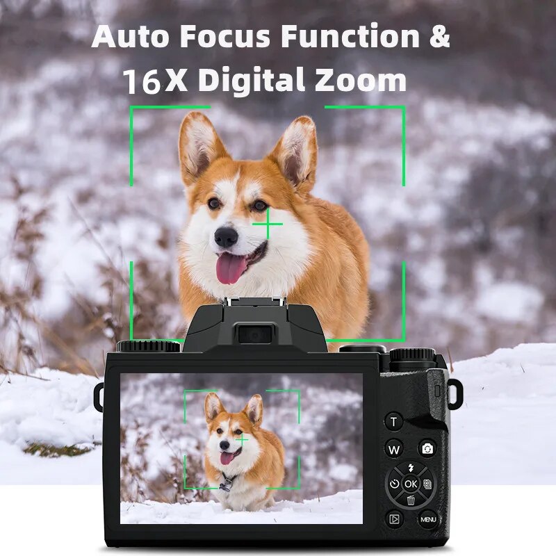 Auto Focus 64MP Digital Camera SLR DSLR For Photography 4K 60FPS Vlog Camcorder 4.0 Inch Touch Screen Youtube Livestream Webcam