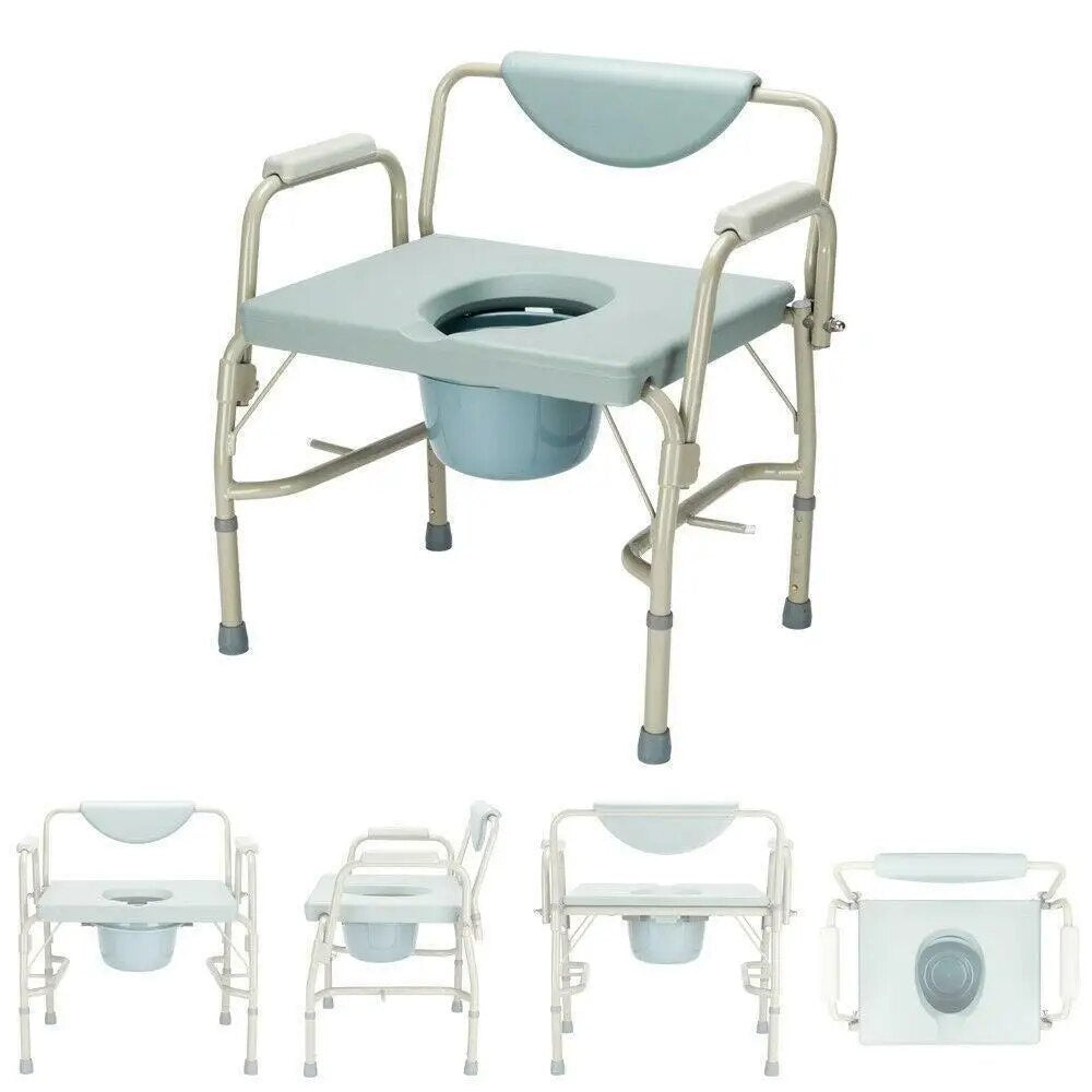 Medical Aluminum Extra-wide Commode Potty Chair Bedside Commode Toilet Chair