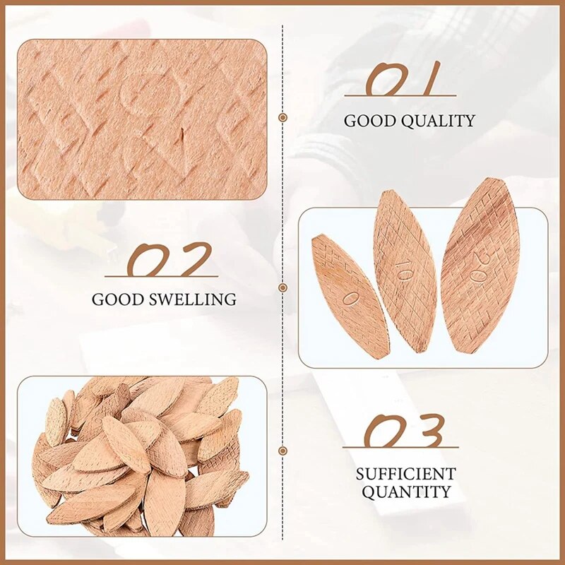 New 450 Pieces Beechwood Joiner Biscuits Number 0, 10, 20 Wood Joining Biscuits Beech Wood Chips For Crafting Woodworking