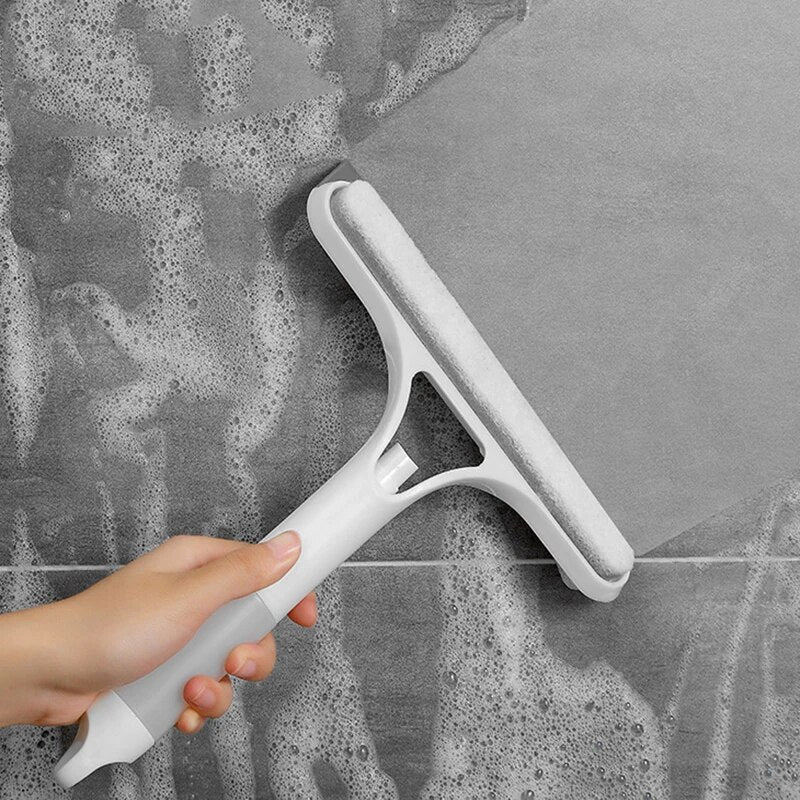 3 In 1 Window Glass Cleaning Brush Spray Glass Cleaner Bathroom Scraper Double-sided Sponge Brush Household Accessories