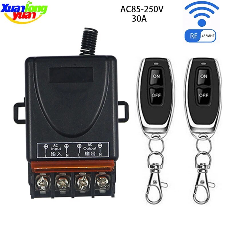 Universal 433Mhz Remote Control Wireless Switch AC 110V 220V 30A remote relay on off use for Smart home appliances/Light