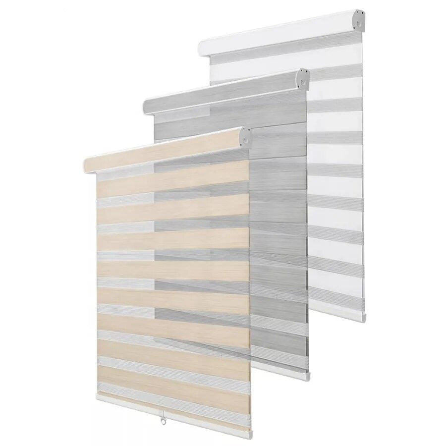 Cordless Day and Night Zebra Double Layer Sheer Blackout 100% Polyester Manual Window Blinds