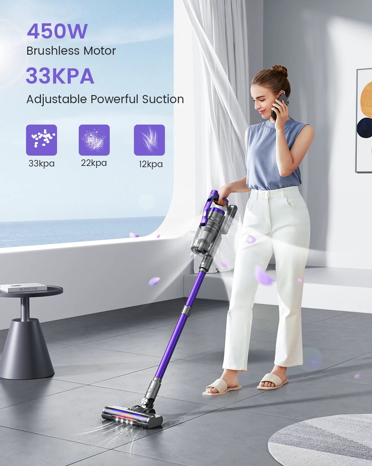 Honiture Cordless Vacuum Cleaner 400W 33000PA Handheld Removable Battery Wireless for Carpet Pet Hair Smart Home Appliance