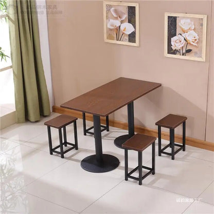 H2 Fast Dining Table and Chairs_Economic Snack Bar 4 Seats Cafe Milk Tea Shop Bar Simple Rectangular Table Free Shipping