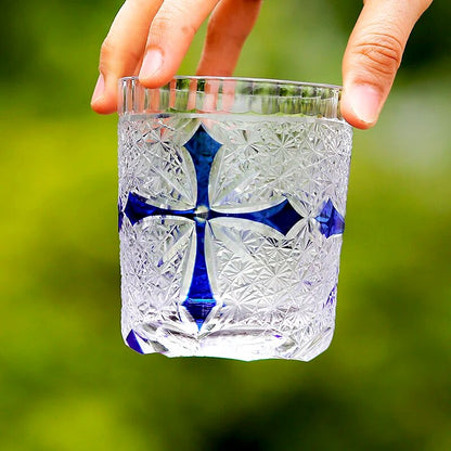 Japanese Kiriko Whiskey Glasses Hand-Blown Hand-Cut Unleaded Crystal Glassware Tumblers for Whiskey Vodka