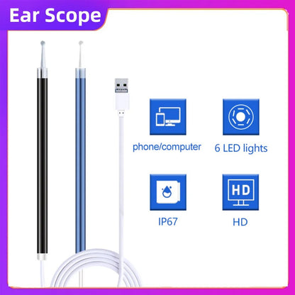 Otoscope Video HD Ear Cleaner Camera In Ear Cleaning Endoscope Spoon Mini Camera Ear Picker Ear Wax Removal Visual Ear Mouth Nos