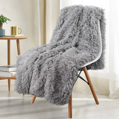 Thickened Fluffy Blanket Warm winter Bedspread on the bed Stitch plaid sofa cover Double side blankets and throws for Home decor