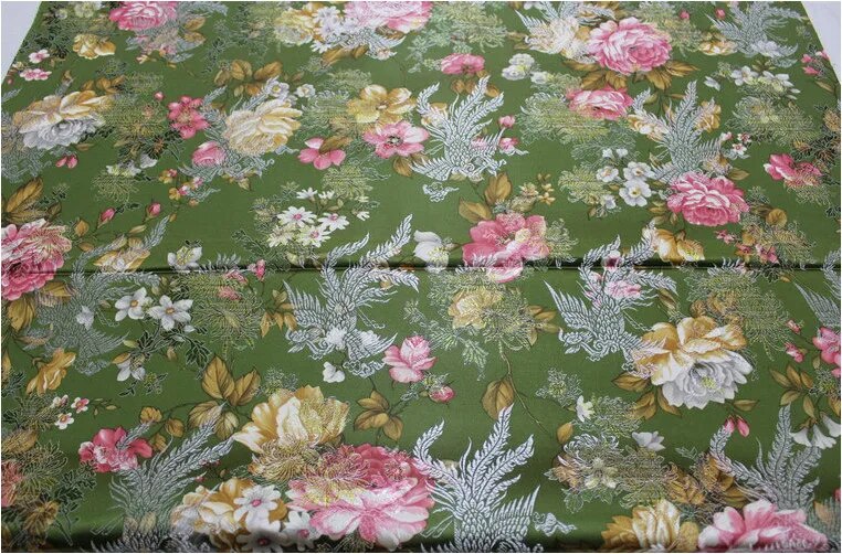 Brocade Fabric By The Meter for Clothing Chinese Cheongsam Hanfu Sewing Children's Jacquard Cloth Printed Flower Silky Drape Diy