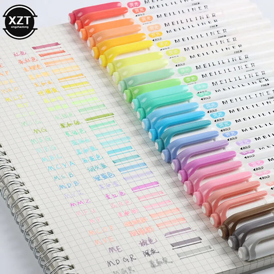 5 Colors/box Double Headed Highlighter Pen Set Fluorescent Markers Highlighters Pens Art Marker Japanese Cute Kawaii Stationery