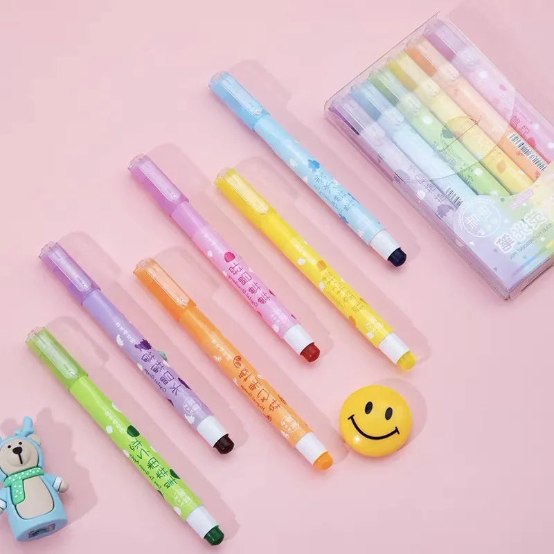 Fruity Scent Pastel Gel Dry Highlighters Bible Highlighters Pen No Bleed Bible Art Markers Kawaii School Stationery 6Colors/Set