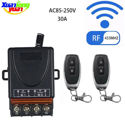 Universal 433Mhz Remote Control Wireless Switch AC 110V 220V 30A remote relay on off use for Smart home appliances/Light