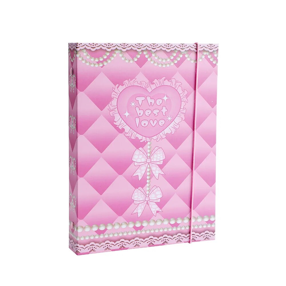 SKYSONIC Papeleria A5 Binder Ring Hard Cover Collect Book Pearl Heart Journal Refills Bandage Postcards Sticker Organizer