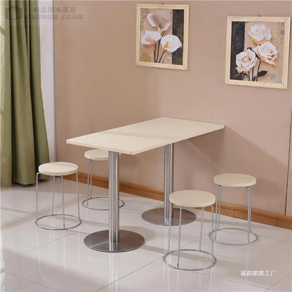 H2 Fast Dining Table and Chairs_Economic Snack Bar 4 Seats Cafe Milk Tea Shop Bar Simple Rectangular Table Free Shipping