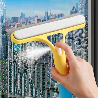 3 In 1 Window Glass Cleaning Brush Spray Glass Cleaner Bathroom Scraper Double-sided Sponge Brush Household Accessories