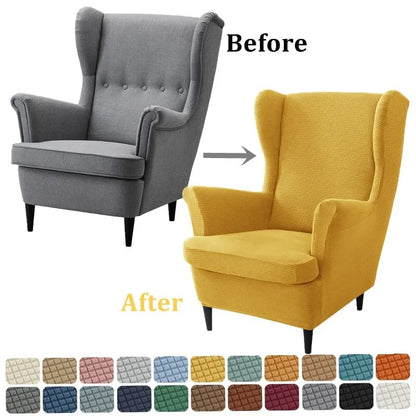 Wing Chair Slipcovers Stretch Polar Fleece Wingback Chair Covers Solid Color Wingback Armchair Slipcovers Furniture Protector